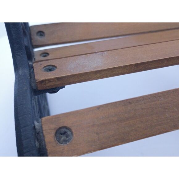 Vintage Cast Iron and Wood 10" Miniature Rocking Doll / Teddy Bear Bench - Picture 8 of 16